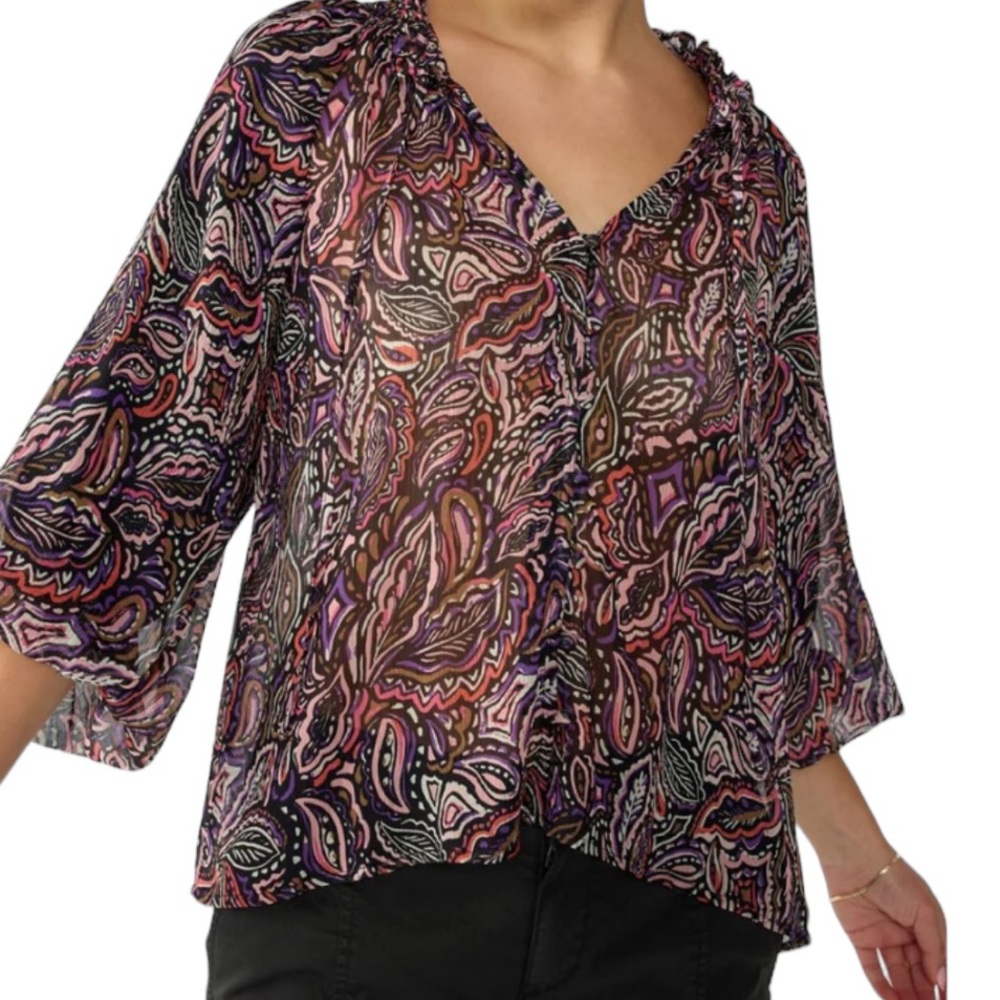 Sanctuary Paisley Print "Breezy Smock Neck" Blouse M NEW